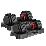 Garvee Set de Mancuernas Ajustables 11 kg, Mango Antideslizante, Hierro Fundido, Gimnasio en Casa, Negro - Rojo & Negro