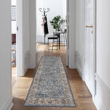 Garvee Alfombra Vintage 80x150cm Gris Marrón Poliéster 1200gsm Lavable Antideslizante TPR - Gris & Marrón