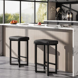 Garvee Taburetes de Bar Set de 2, 24.6 in, Asiento Acolchado PU, Estructura Metálica con Reposapiés, Moderno Sin Respaldo, Negro, Cocina y Comedor