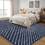 Garvee Alfombra Moderna Geométrica Lavable, Antideslizante, Resistente a Manchas, Poliéster Suave, para Salón, Dormitorio y Comedor - Azul