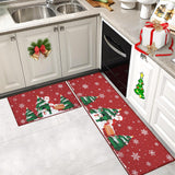 Garvee Alfombrillas de Cocina Navideñas con Muñeco de Nieve Antideslizantes Imitación Cáñamo para Hogar y Oficina 40x60+40x120 cm - Papá Noel