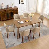 Garvee Juego de 6 Sillas de Comedor Tapizadas en Lino con Patas de Madera de Caucho y Respaldo Ergonómico para Cocina y Restaurante Camel - Camel