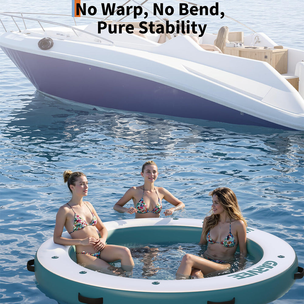 Garvee Hamaca Inflable de Agua 305cm/244cm Plataforma Flotante con Malla PVC Marino Resistente Anclaje Seguro para Piscina y Lago Multicolor