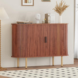 Garvee Aparador Buffet con Puertas Correderas Madera Ingenierizada Estilo Mid-Century Para Cocina y Entrada Curvo Nogal - Nogal