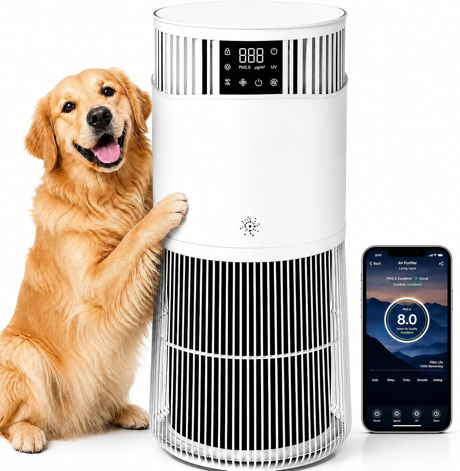 Garvee Purificador de Aire para Mascotas, Filtro HEPA H13 contra Alérgenos, Modo Sueño Ultra Silencioso, Enchufe EU