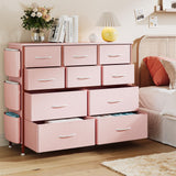 Garvee Cómoda De Tela Con Bolsillos Laterales Múltiples Cajones Estructura Resistente Para Dormitorio Sala Y Closet Fácil Montaje - Pink
