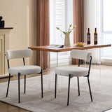 Garvee Sillas De Comedor Juego De 2 Tapizadas En Bouclé Ajustables En Patas Y Respaldo Para Cocina Y Comedor Negro Mate - Blanco Roto