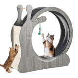 Garvee Caminadora Felina de Rodillos Silenciosos con Rascador Integrado para Gatos Activos en Interiores 114cm Madera - Gris
