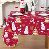 Garvee Mantel de Navidad impermeable con muñeco de nieve para cocina y salón, color verde, 137x228cm, ideal para fiestas y banquetes - Rojo