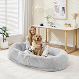 Garvee Cama Humana Para Perros 65x41x12 Pulg, Espuma Ortopédica, Funda Desmontable, Asa Portátil, Antideslizante, Para Sala Y Oficina - Gris Claro