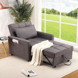 Garvee Sillón Cama 3 en 1 con Función de Cama, Respaldar Ajustable, Estructura de Madera y Acero, Lino Respirable, Pequeño, Beige, para Apartamentos Pequeños - Gris Oscuro