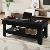 Garvee Mesa de Café Grande con Cajón 120 cm Madera Moderna para Salón Color Natural - Negro