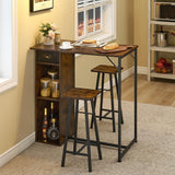 Garvee Mesa Alta de Comedor y Sillas Bistró para 2 Personas - Con Triple Almacenamiento, Estructura de Hierro Resistente, Cojines Ergonómicos, MDF Resistente, Diseño Compacto, Estilo Vintage - Vintage
