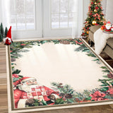 Garvee Alfombra Navideña Lavable para Sala Antideslizante Pelo Corto Respaldo de Goma TPR 200x290 Cm Roja - Papá Noel