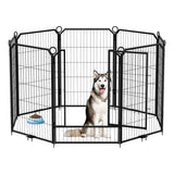 Garvee Parque para Mascotas de 8 Paneles, Valla Metálica de 102 cm (40") de Altura, Corral Plegable de Acero para Perros Grandes y Medianos, Recinto de Seguridad Resistente para Exterior e Interior, Negro - Negro