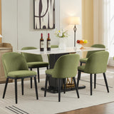 Garvee Sillas De Comedor De Madera Set De 6 Tapizadas Con Respaldo Curvo Y Patas De Madera Verde Para Cocina Y Restaurante Confort Ergonómico Diseño Moderno - Verde 6 piezas