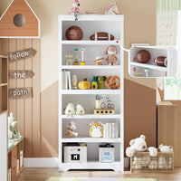 Garvee Estantería de 6 niveles ajustable 191cm de alto, 80cm de ancho, MDF resistente, diseño antideslizante, estilo granja, para sala y oficina