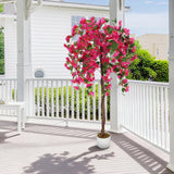 Garvee Árbol Artificial de Buganvilla de 152 cm con 240 Flores Rosas y Tronco Natural Planta Decorativa con Maceta para Hogar y Oficina, Rosa - Tronco Único