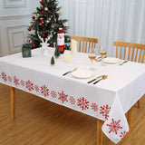 Garvee Mantel de Mesa con Patrón de Copos de Nieve, 100% Poliéster, Repelente a Manchas, 137x274cm, Blanco, para Interior y Exterior - Blanco