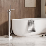 Garvee Grifo De Bañera Independiente Con Mezclador De Ducha De Alta Flujo, Cuerpo De Latón, Níquel Cepillado, Montaje En Piso, Manguera 150cm