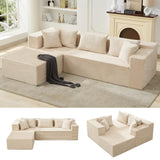 Garvee Sofá Seccional Modular 269 cm L con Chaise Izquierda, Asiento Profundo 41 cm, Tela de Pana Suave Beige para Sala de Estar - Beige-Forma L