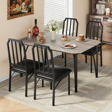 Garvee Juego De Comedor Para 4 Con Diseño Chamfer, Asientos Acolchados De PU, MDF Resistente, Compacto Para Apartamentos, Estudio, Neutro - Gris
