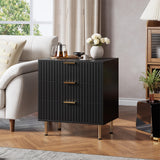 Garvee Cómoda de 3 Cajones de Madera de Alta Densidad, Mueble de Almacenamiento Acanalado Resistente al Agua con Sistema Antivuelco para Dormitorio y Salón, Negro - Negro