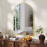 Garvee Espejo De Baño Arqueado 26x38 In Con Marco De Aleación De Aluminio Dorado Para Baño Y Sala - Dorado