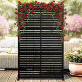 Garvee Panel de Privacidad Exterior con Soporte, Pantalla Decorativa 198x122cm, Acero Resistente, para Jardín y Balcón, Diseño Moderno, Base Reforzada