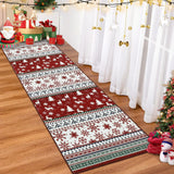 Garvee Alfombra navideña en rollo 60x180cm imitación de cashmere roja antideslizante lavable para salón, dormitorio y cocina - Rojo & Verde