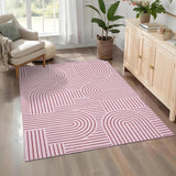 Garvee Alfombra 100% Poliéster 350g/m², Efecto Cachemira, Lavable y Plegable, Diseño Moderno, para Hogar y Oficina - Rosa