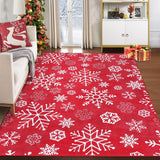 Garvee Alfombra Grande De Navidad 160x230 Cm Ultram Suave Antideslizante Boho Copos De Nieve Para Sala Y Dormitorio - Tono Rojo