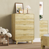 Garvee Cómoda De Madera Con 5 Cajones Fluidos, Diseño Curvo Moderno, Tiradores Dorados, Para Dormitorio Y Sala, 32''L X 16''W X 46''H, MDF Alta Calidad