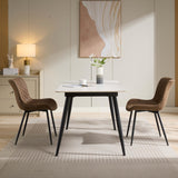Garvee Set De 2 Sillas De Comedor CY-Gitter-2303 Tapizado Imitación Cuero Rayas Verticales Ajustables Para Comedor Y Sala 74x41x52cm - Marrón