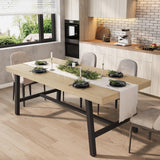 Garvee mesa de Comedor Industrial para 6-8 Personas, Madera MDF, Marco Metálico Resistente, Ajustable, Cocina y Comedor, 200×90×76 cm, Natural - Madera Natural