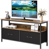 Garvee Mueble para TV Lowboard con 2 cajones y 2 estantes para sala, 99x57x30cm, madera resistente, diseño moderno, para TV hasta 139.7cm Vintage - Vintage