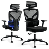 Garvee Silla de Oficina Ergonómica con Respaldo Alto de Malla, Soporte Lumbar, Reposabrazos 3D y Reposacabezas Ajustable, 136 kg, Negro - Negro