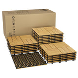 Garvee Baldosas de Madera de Acacia para Terraza 22 Piezas Resistente al Clima Antideslizante Base Plástico Reforzado Uso Interior y Exterior Natural - Amarillo