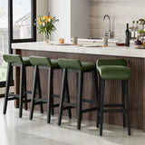 Garvee Taburetes de Bar 66,5cm, Set de 4, Tapizados Modernos, Respaldo Bajo, Reposapiés, Patas de Madera, para Cocina, Verde - Verde ×4