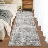 Garvee Perlfleece Alfombra De 100% Poliéster, Plegable Y Lavable, Diseño De Cuadros Irregulares, Suave Y Duradera, 60x230cm, Azul, Para Salón Y Cocina - Azul