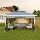 Garvee Cenador Plegable 3x3m con Mosquitera y Doble Techo, Carpa Pop-Up Impermeable UV50+ de Acero para Jardín y Terraza Azul Marino y Gris - Azul Marino & Gris Jaspeado