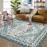 Garvee Alfombra grande vintage 240x340cm verde lavable máquina antideslizante suave plegable poliéster salon dormitorio - Verde