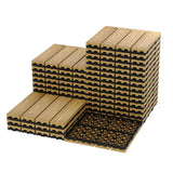 Garvee Pack de 27 Baldosas para Terraza de Madera Compuesta WPC 30x30 cm Suelo Exterior Autoinstalable Antideslizante con Drenaje para Jardín y Balcón - Teca