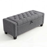 Garvee Banco de Asiento con Almacenamiento, Diseño Moderno, Cuero Sintético Cómodo, Ottoman para Salón y Dormitorio, Color Gris, 120x40x45cm - Gris