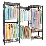Garvee Perchero Portátil Para Ropa Resistente Grande Con 5 Barras Ajustables Y Estantes Metálicos Para Dormitorio Y Vestidor