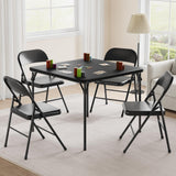 Garvee Conjunto De Comedor Plegable 5 Piezas Para 4 Personas, Mesa Cuadrada Moderna Con Tapa De Cuero Sintético, Sillas De Metal Con Cojín De PU, Cocina Pequeña, Diseño Ahorrador De Espacio, Negro