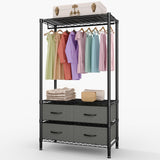 Garvee Perchero Portátil 180 cm con Barra Desmontable, 4 Cajones de Tela, Estructura Metálica Resistente para Dormitorio y Hogar, Ajustable, Negro