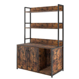 Garvee Armario para Gatos con Rascador y Doble Puerta - 90x45x132 cm - Marrón - Marrón