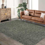 Garvee Alfombra De Salón Verde 120x170 Cm Antideslizante Pelo Corto 7 Mm 100% Poliéster Lavable Compatible Con Suelo Radiante Moderna Unicolor - Verde