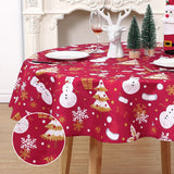 Garvee Mantel de Navidad impermeable con diseño de muñeco de nieve, redondo 152.4cm de diámetro, verde para cocina y salón - Rojo